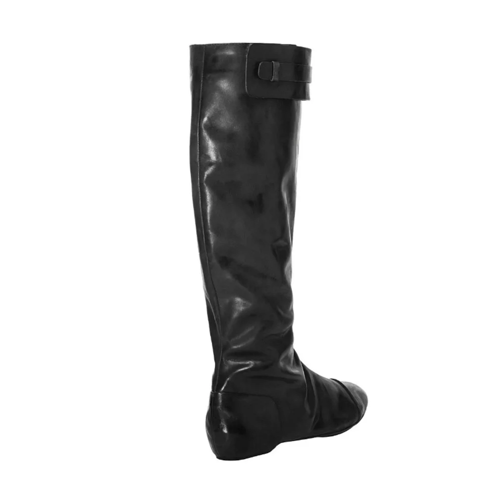 Maxstudio.com Black Draping Leather Boot Women’s Size 6 Fold Over Shaft NEW